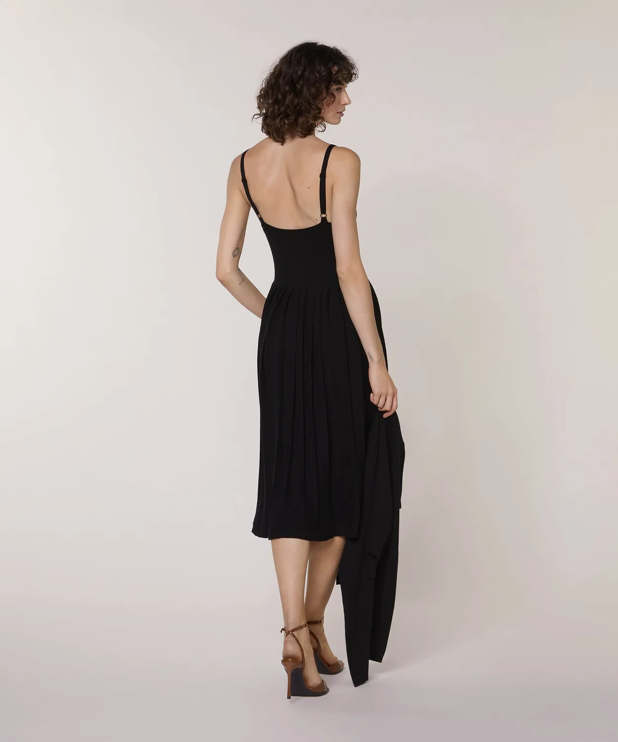 Rodier abito lungo maglia nero scollo a V