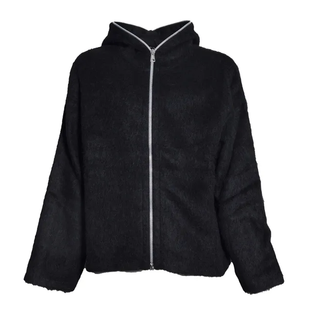 Our Legacy M4243FBH felpa zip nera lana alpaca