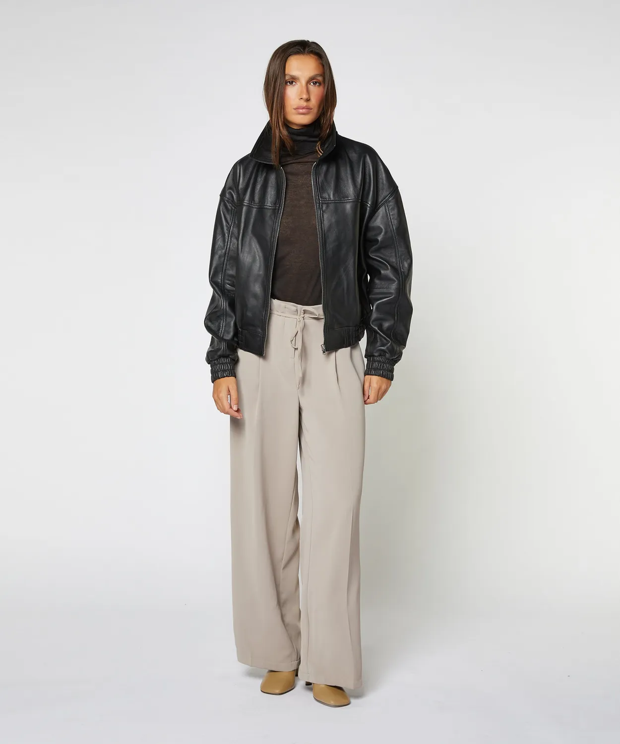 Rodier Bomber pelle nero agnello oversize