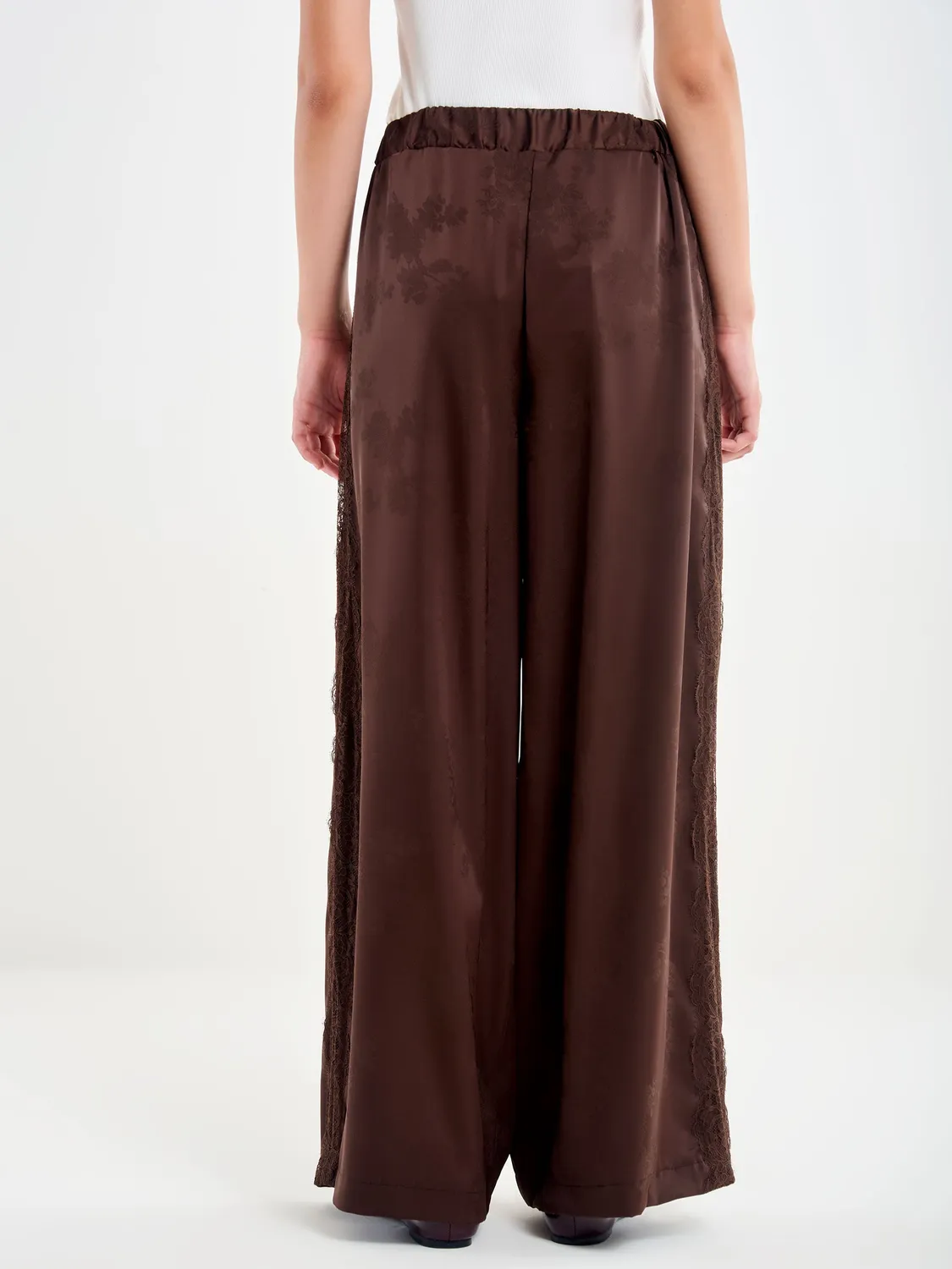 Vicolo Pantalone pigiama broccato moro pizzo S M