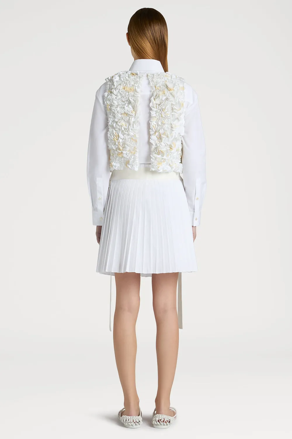 PORTS Glimmer top floreale bianco cropped