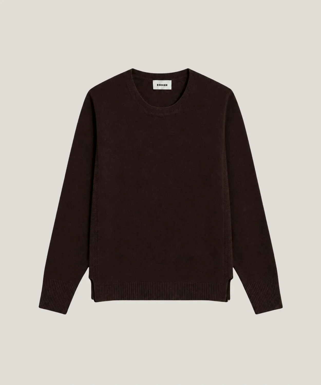 Rodier Maglione girocollo cashmere marrone scuro