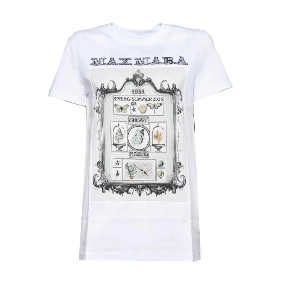 Max Mara Spadino 2611941062600 t-shirt bianco nero cotone