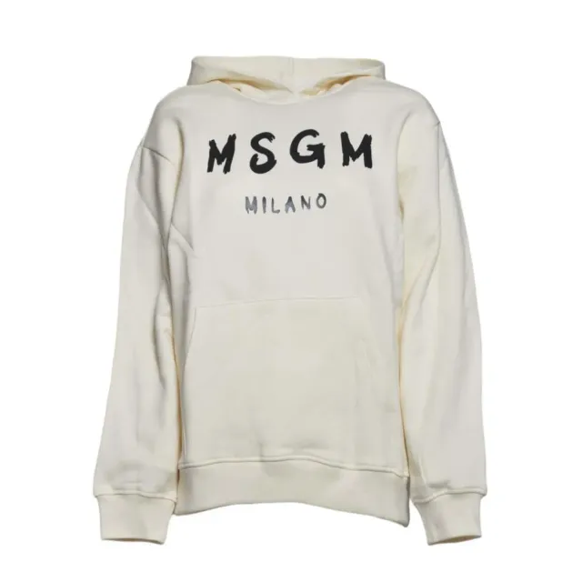 MSGM Junior F5MSJUHS019 felpa crema con cappuccio