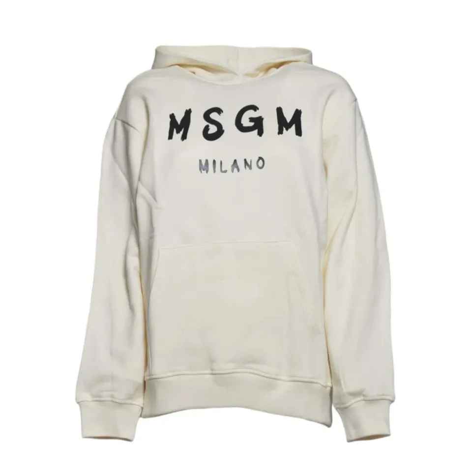 MSGM Junior F5MSJUHS019 felpa crema con cappuccio