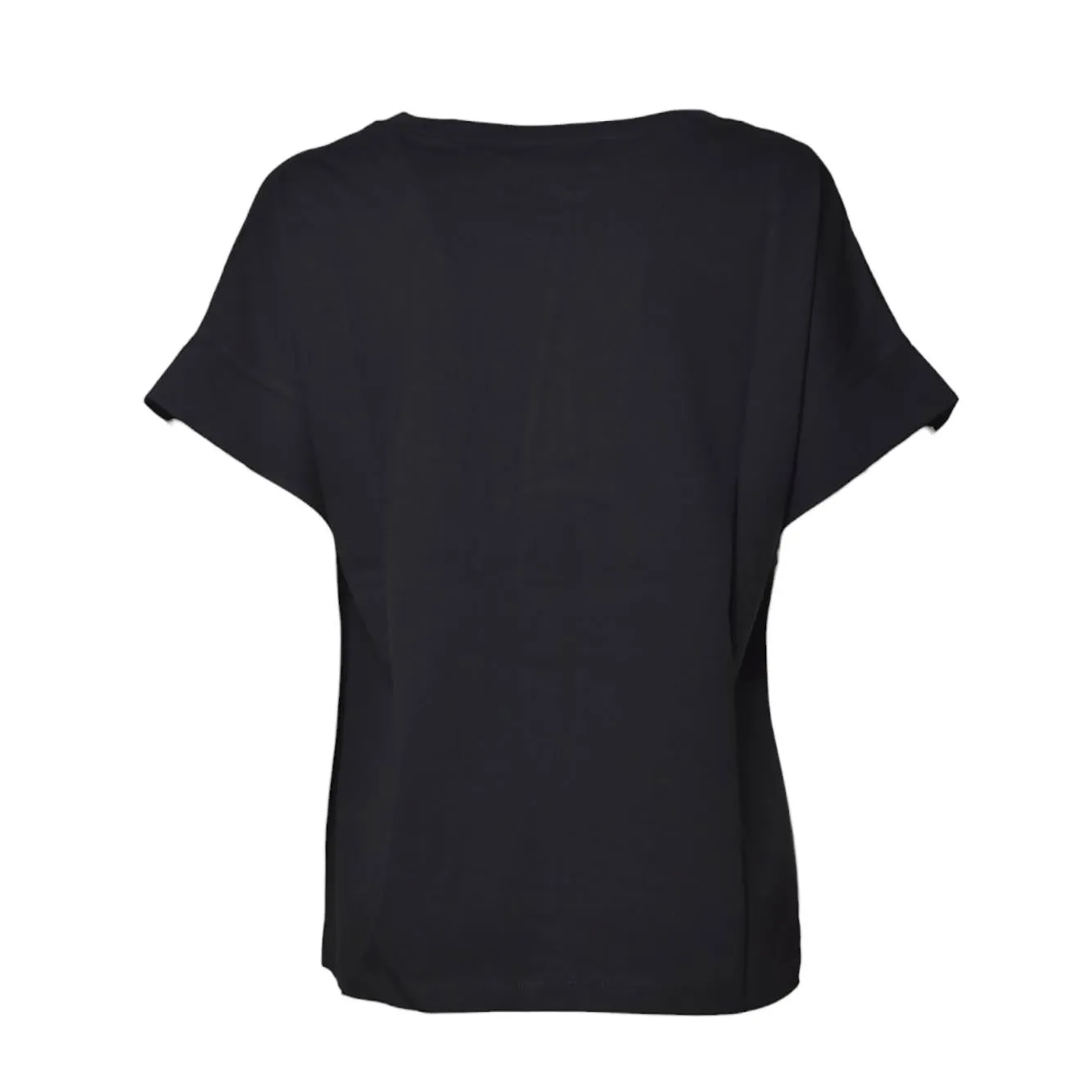 Solotre M1D0125A99 t-shirt donna nero cotone girocollo