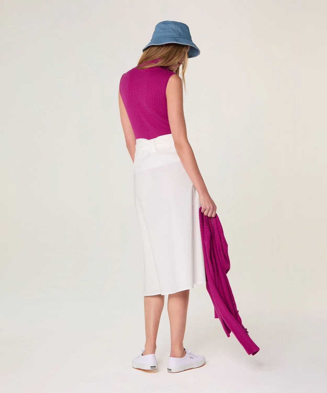 Rodier twinset dolcevita seta fucsia collo alto