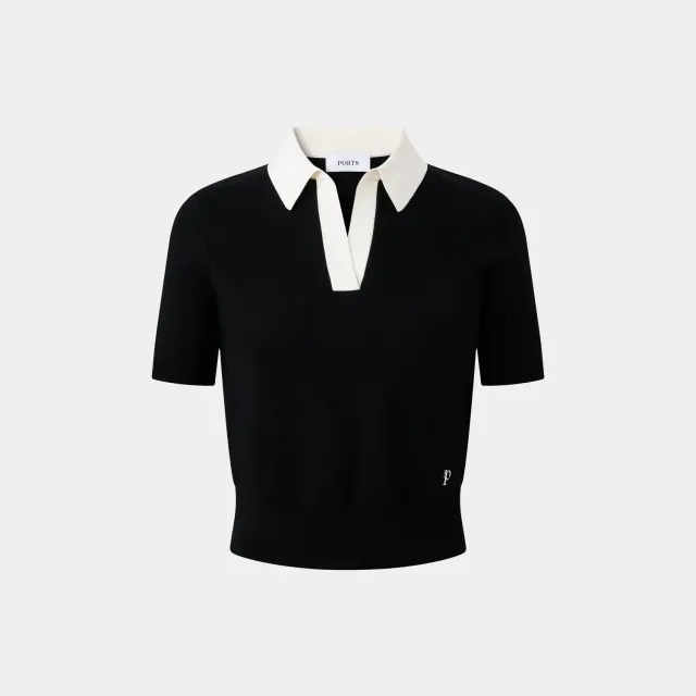 PORTS polo knitwear black nera collo classico
