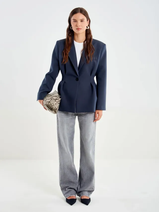 Vicolo blazer avvitato grigio antracite monopetto