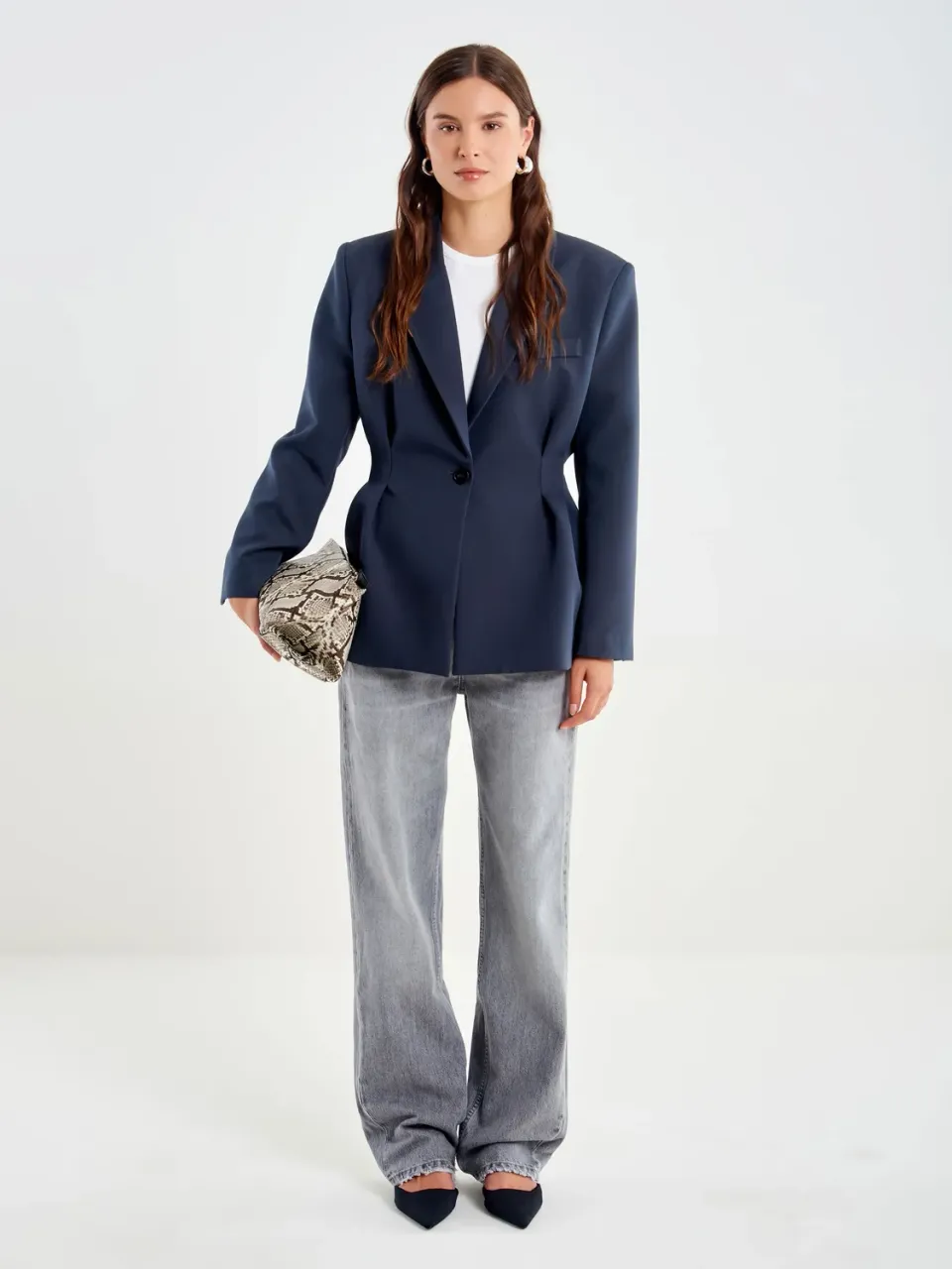 Vicolo blazer avvitato grigio antracite monopetto
