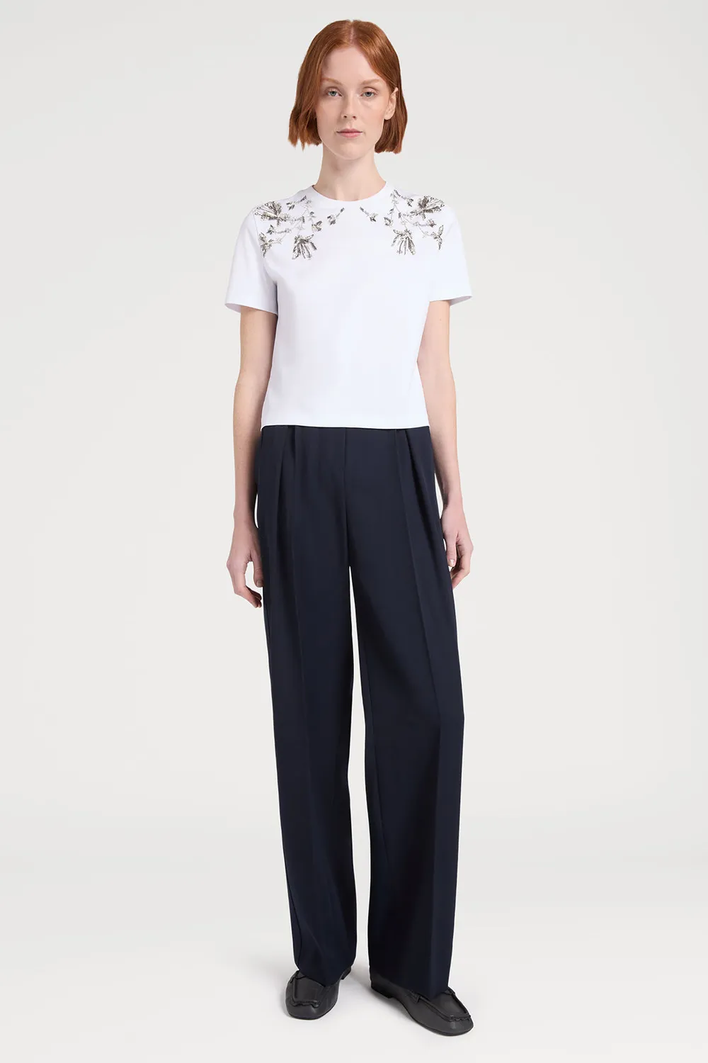 PORTS 1961 t-shirt Sketch Bloom bianca ricamata