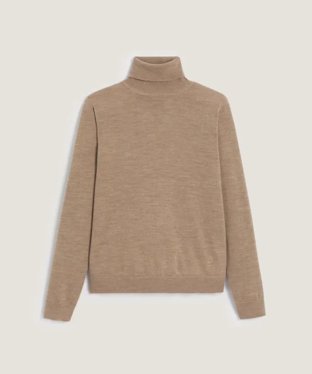 Rodier Maglione dolcevita lana merino maglione beige 36