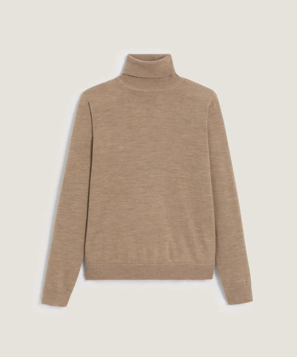 Rodier Maglione dolcevita lana merino maglione beige 36
