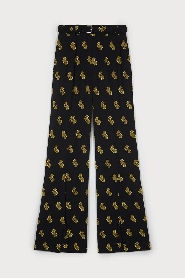 PORTS pantaloni corallo fil coupé neri oro