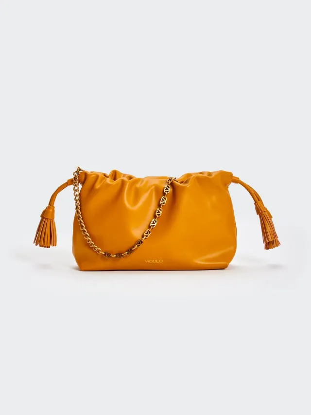 Vicolo Borsa Tassel Small senape borsa a spalla