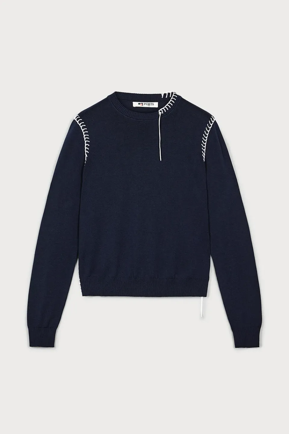 PORTS 1961 PS25 maglia blu navy seta cotone