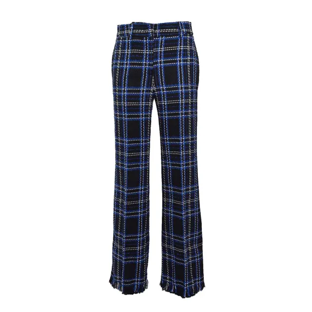 MSGM 3741MDP07247628 pantalone flare tartan nero-blu