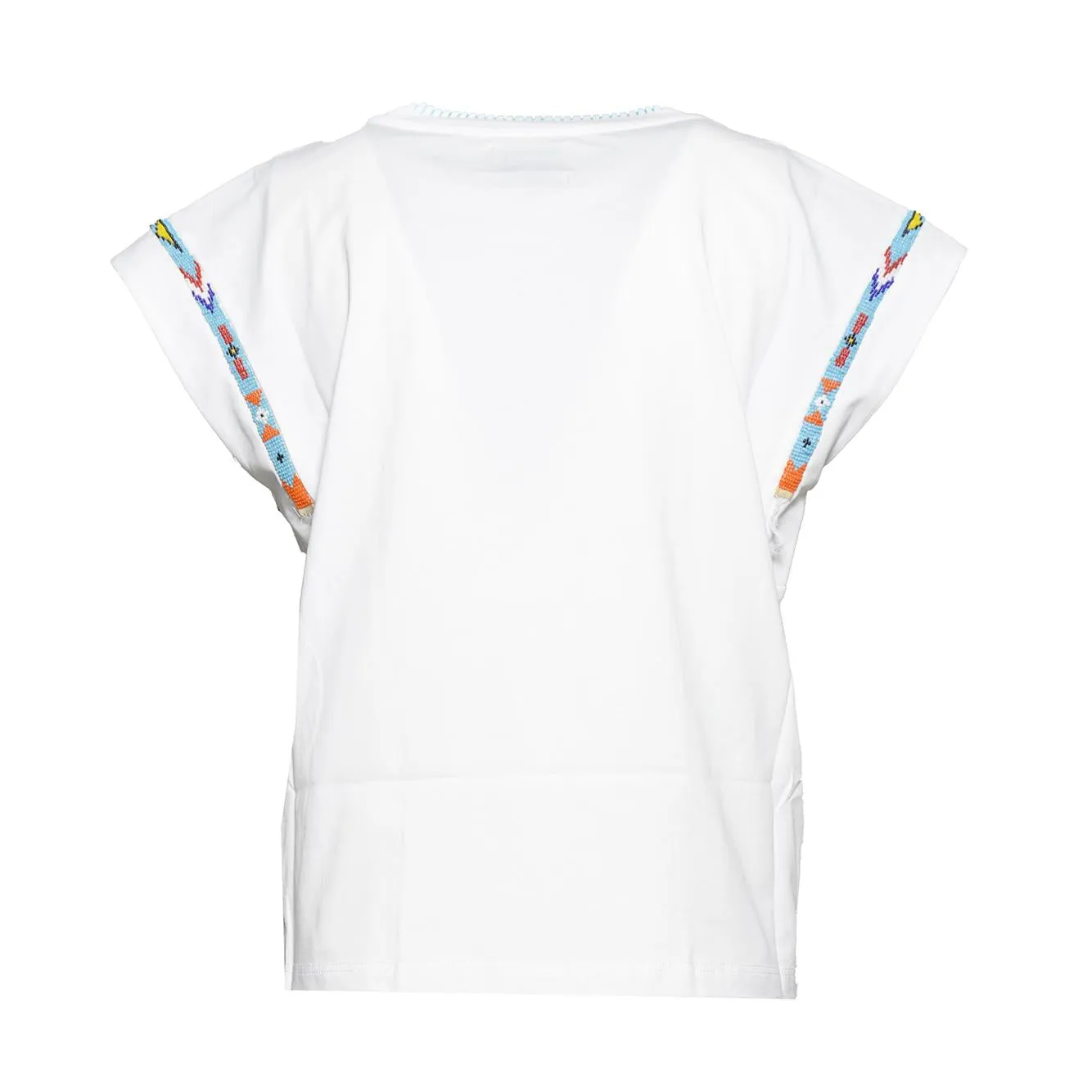 Front Street 8 37104 t-shirt donna bianca boxy perline