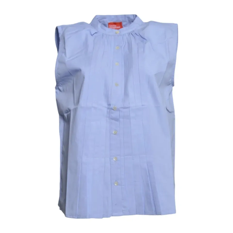 Merci Tulip Sky blusa azzurra cotone manica lunga