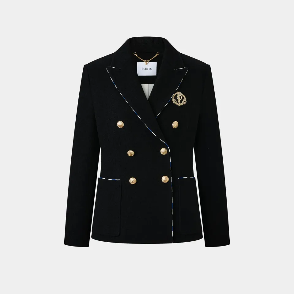 PORTS FW25 blazer marine nero bottoni oro taglie 2-10
