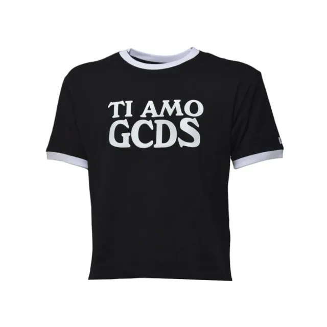GCDS Ti Amo A2OU2308JG4 t-shirt cropped nera cotone