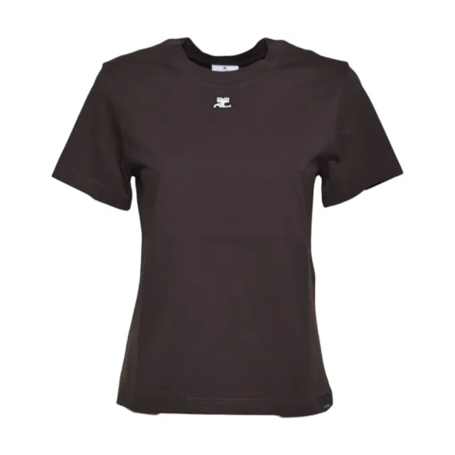 Courregès 326JTS217JS0233 t-shirt donna marrone cotone