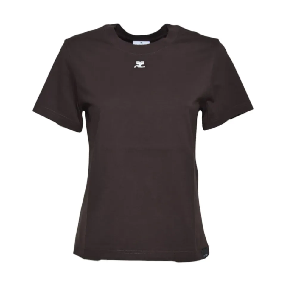 Courregès 326JTS217JS0233 t-shirt donna marrone cotone
