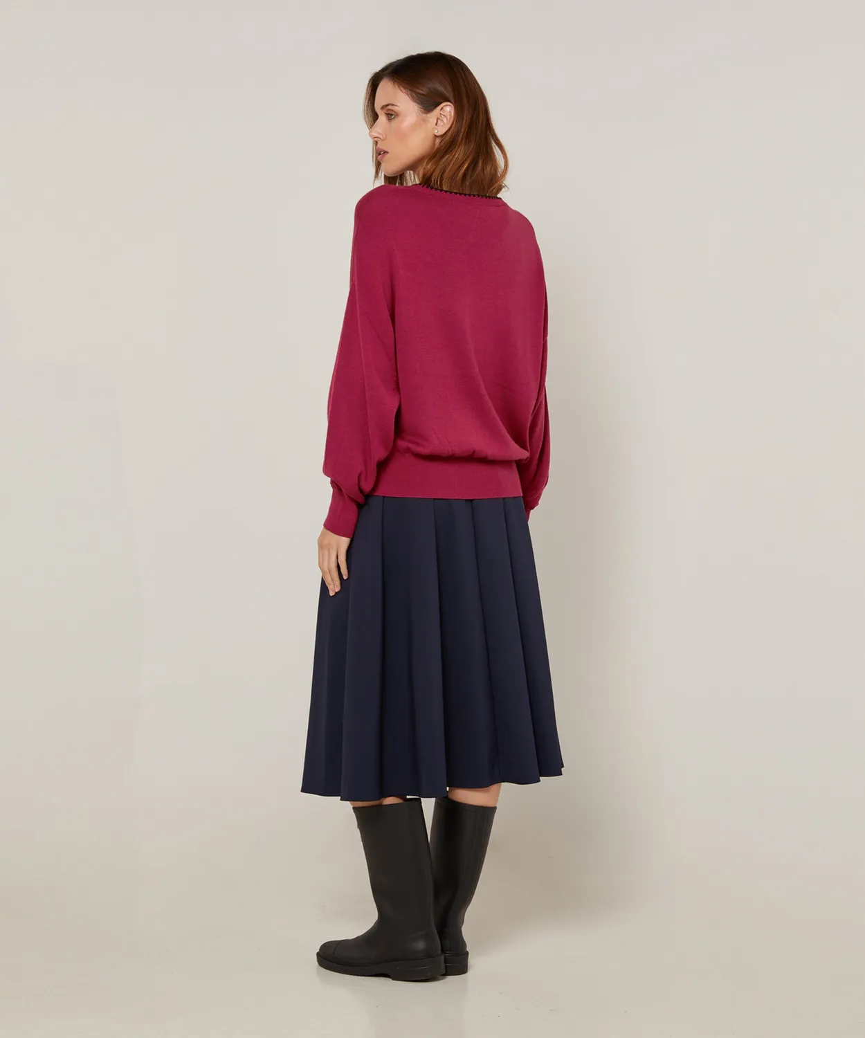 Rodier maglione girocollo maglia fine granata donna