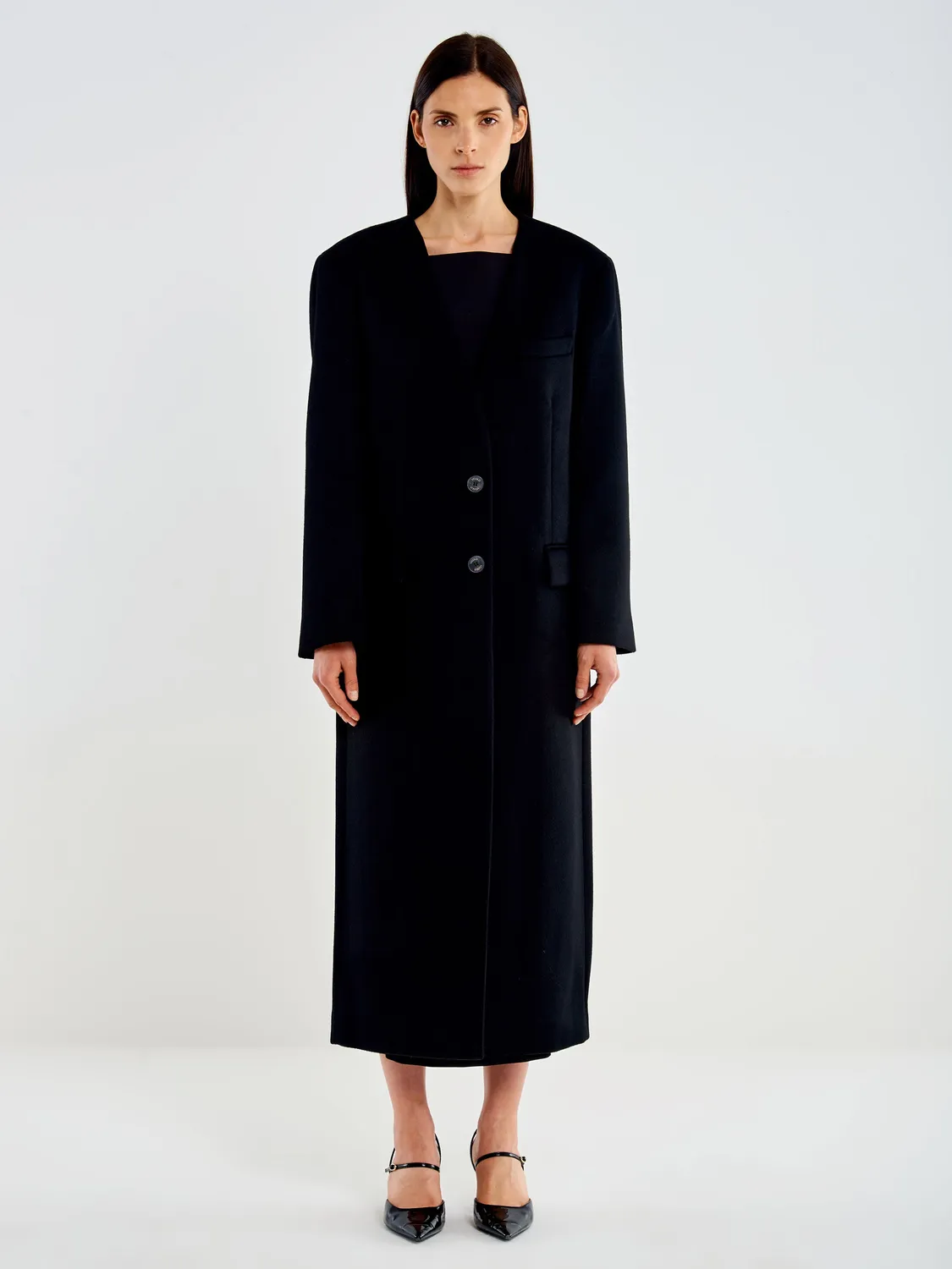 Vicolo cappotto lungo senza reverse nero S