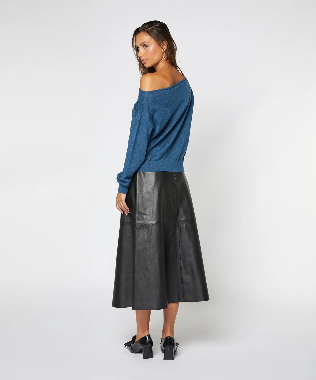 Rodier Maglia Scollo a Barchetta Donna Denim in Lana