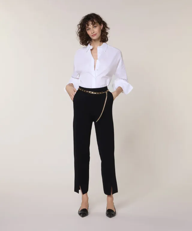 Rodier pantaloni sigaretta maglia Milano nero spacchi