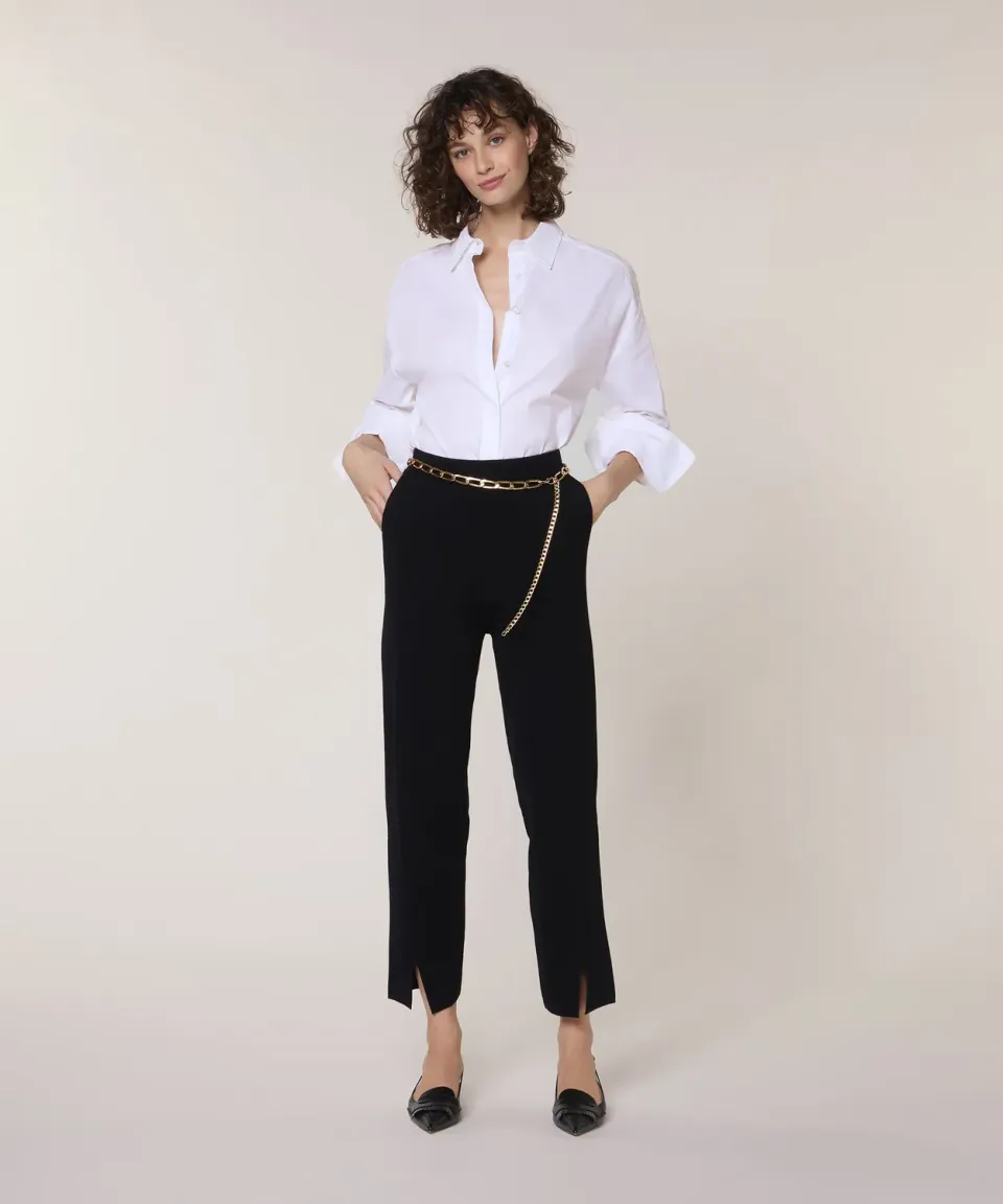 Rodier pantaloni sigaretta maglia Milano nero spacchi
