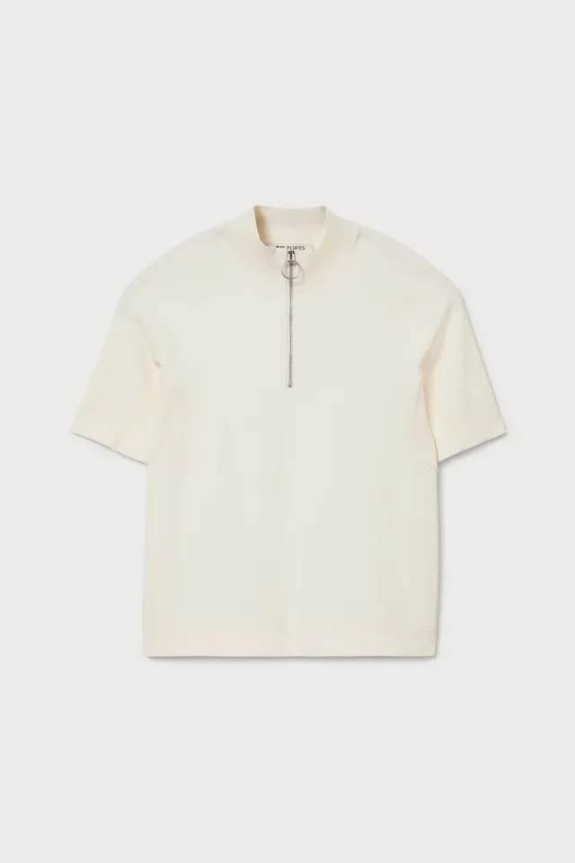 PORTS 1961 jumper viscosa mezza zip avorio