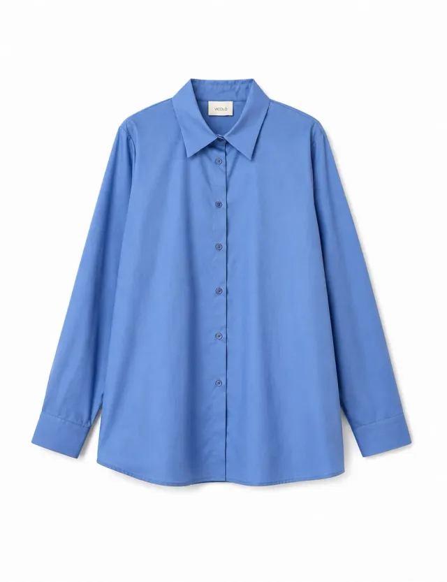 Vicolo Camicia Cotone Unito camicia oxford azzurra