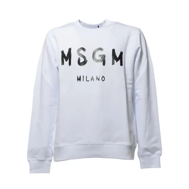 MSGM 2000MM513300000 felpa bianca S cotone logo