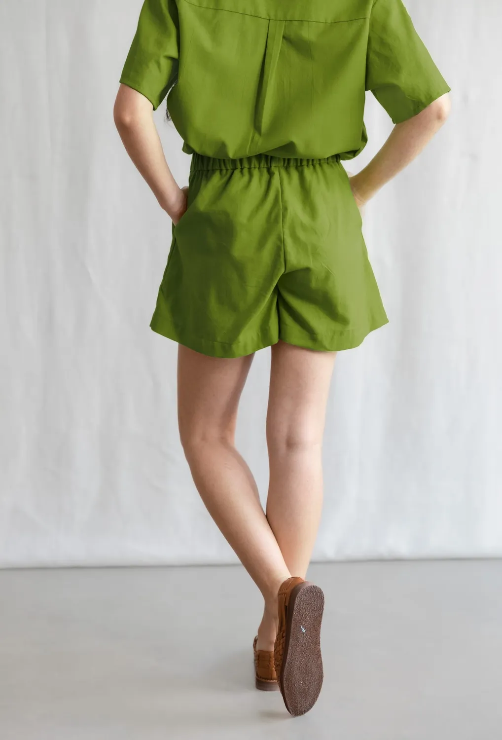 Jyoti Sitaar shorts cotone verde basilico