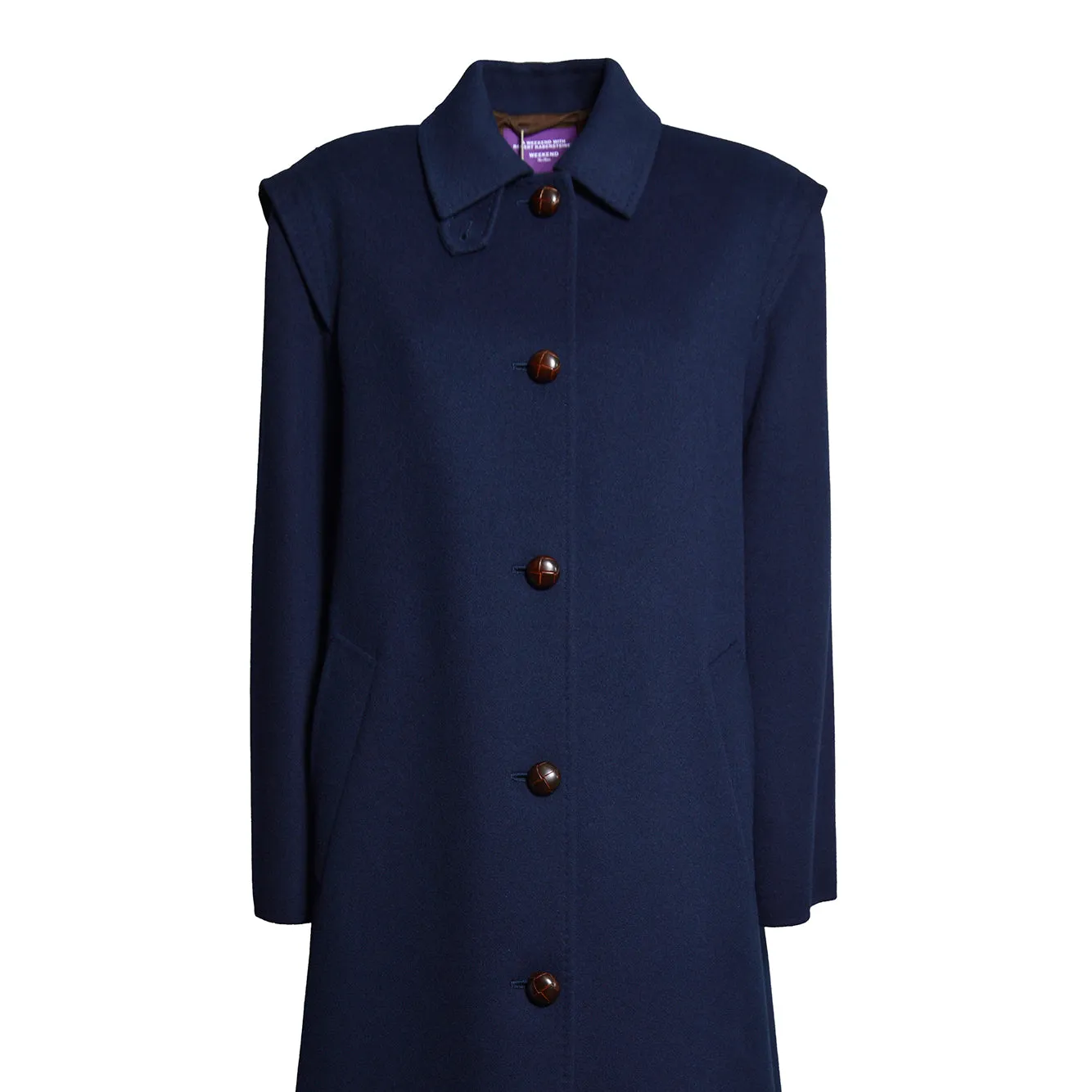 Weekend Max Mara cappotto gessato lana blu notte