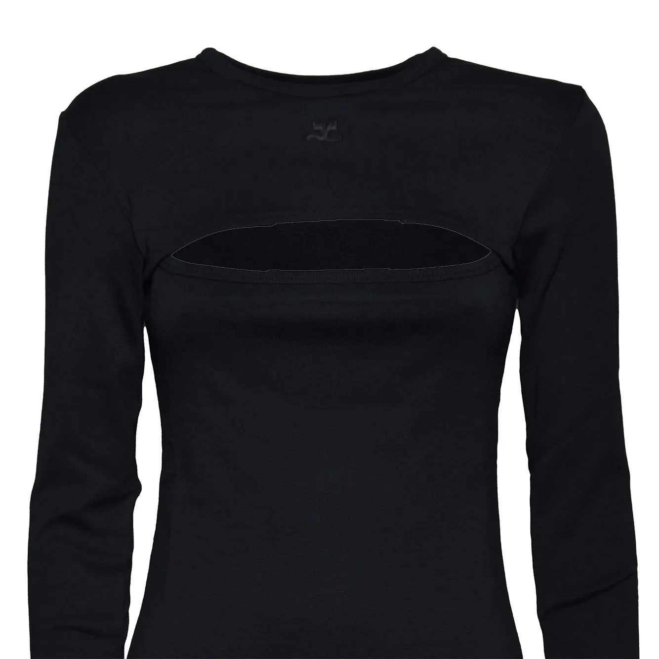 Courrèges 326JTS273JS0203 t-shirt manica lunga nera