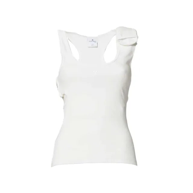 Courrèges 125JDE118JS0194 top costine bianco fibbia