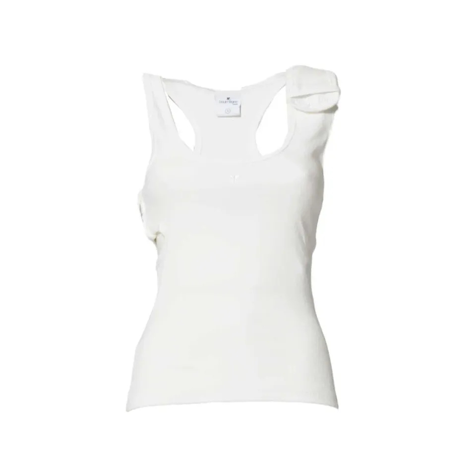 Courrèges 125JDE118JS0194 top costine bianco fibbia