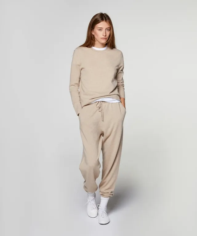 Rodier Jogging Pantaloni cashmere beige caviglia