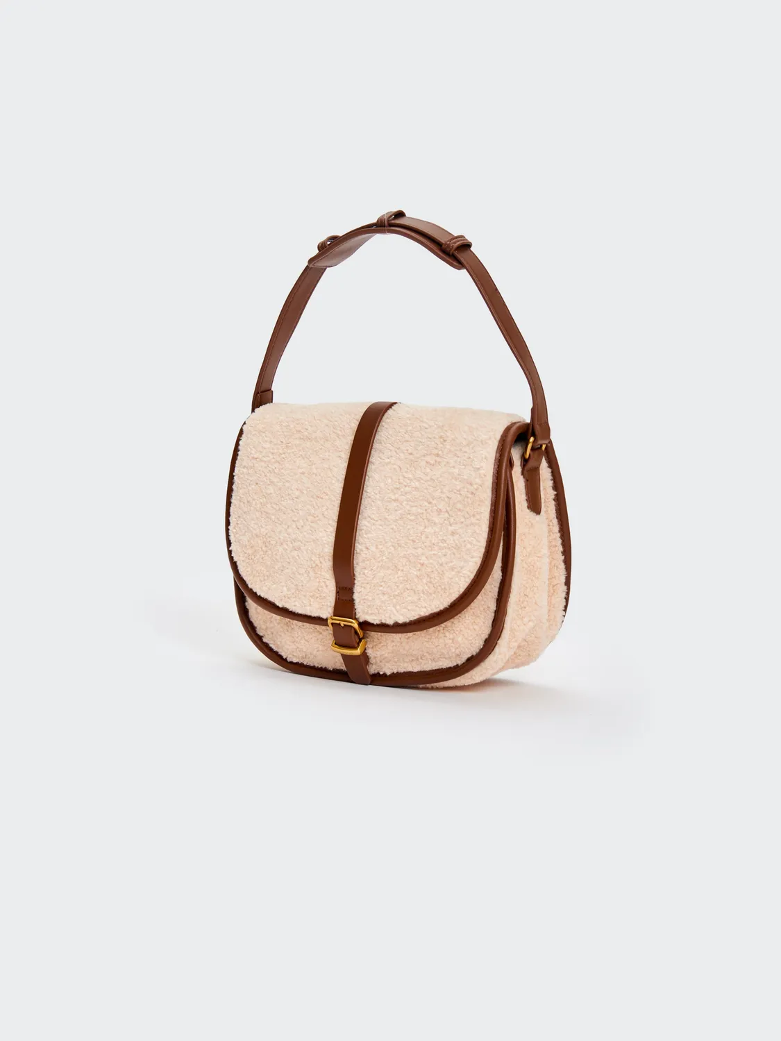 Vicolo Winnie Hobo borsa teddy beige mezza luna