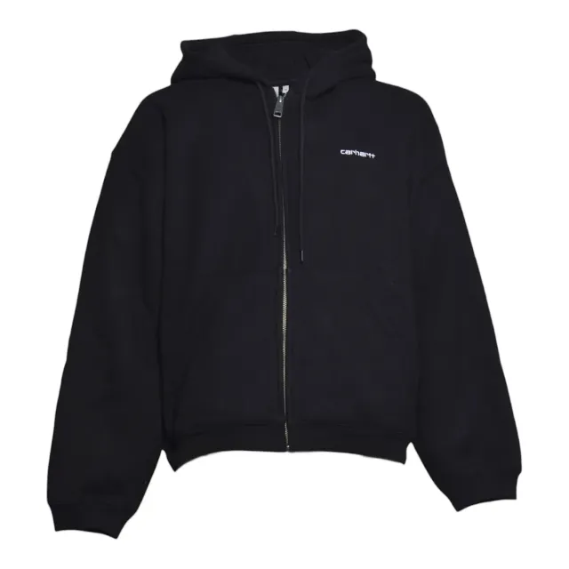 Carhartt Wip I037114 felpa zip nera cappuccio cotone