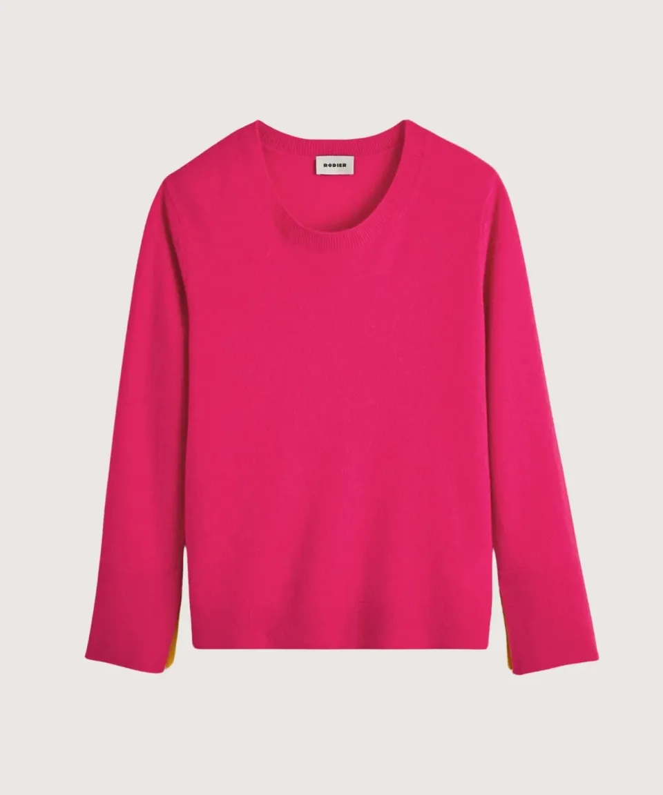 Rodier Maglione Girocollo Cashmere Rosa Tonico eco