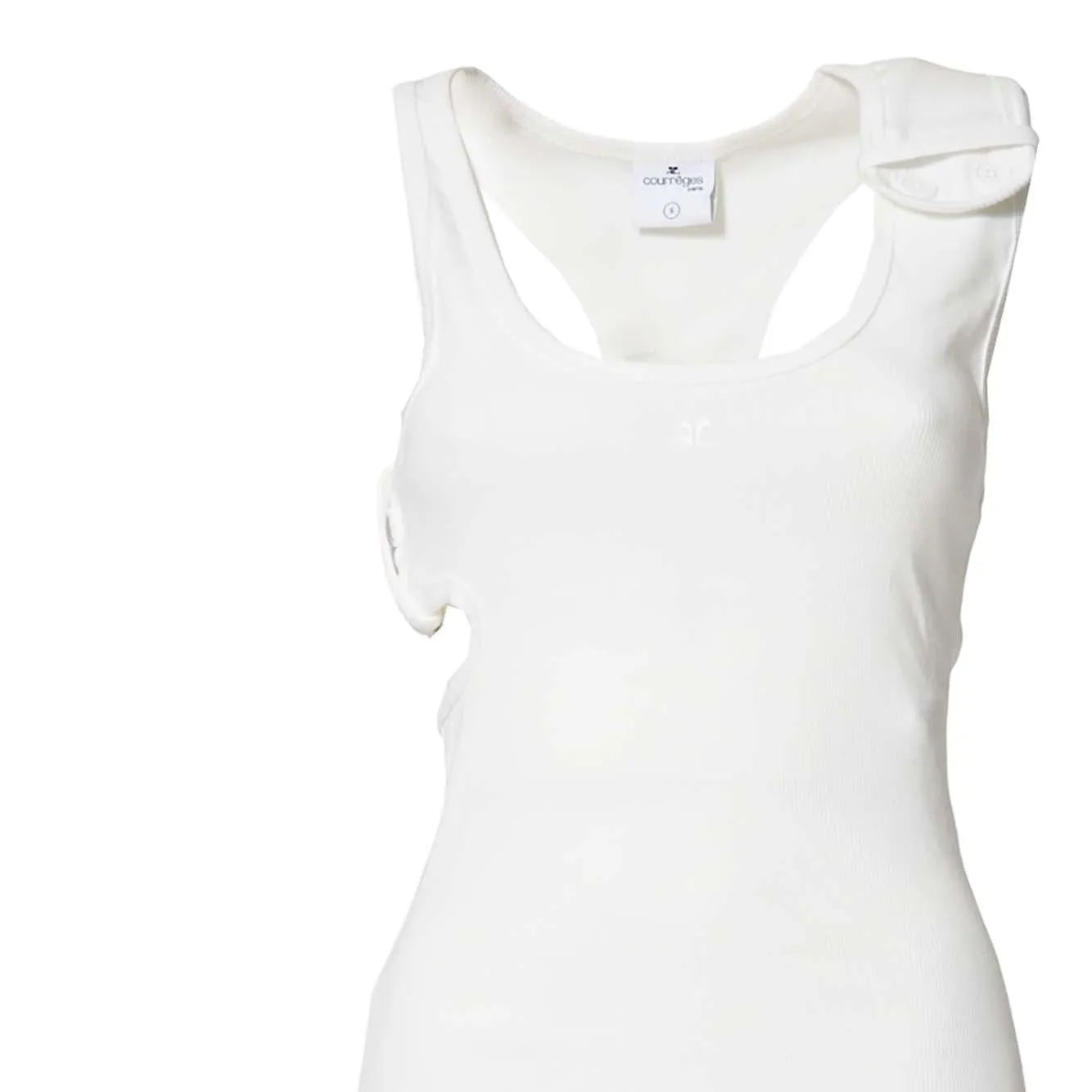 Courrèges 125JDE118JS0194 top costine bianco fibbia
