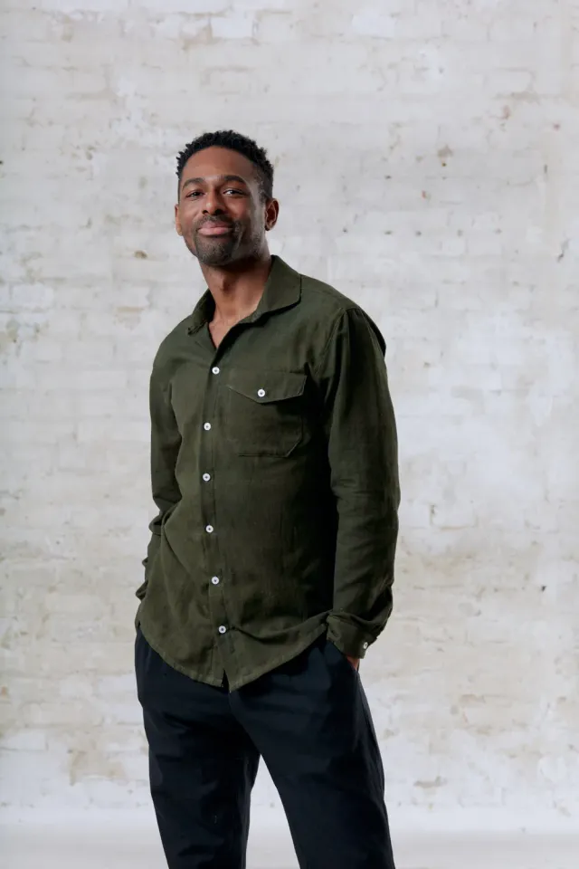 Jyoti Fair Works Jwala camicia uomo verde oliva cotone