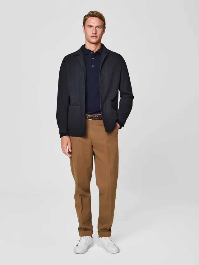 Paul Taylor pantalone wide fit cammello cotone sartoriale
