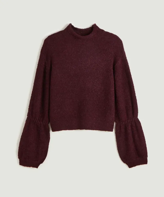 Rodier Maglia Corta Collo Alto Bordeaux Maniche Sbuffo