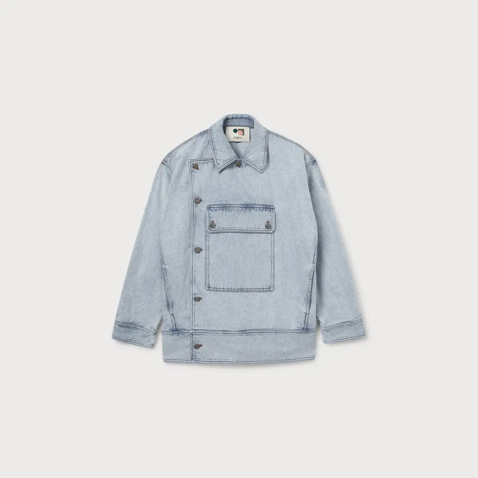 Ports giacca denim lavaggio chiaro oversize