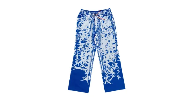 Marcello Pipitone Baby Blue pantaloni cotone azzurri stampa